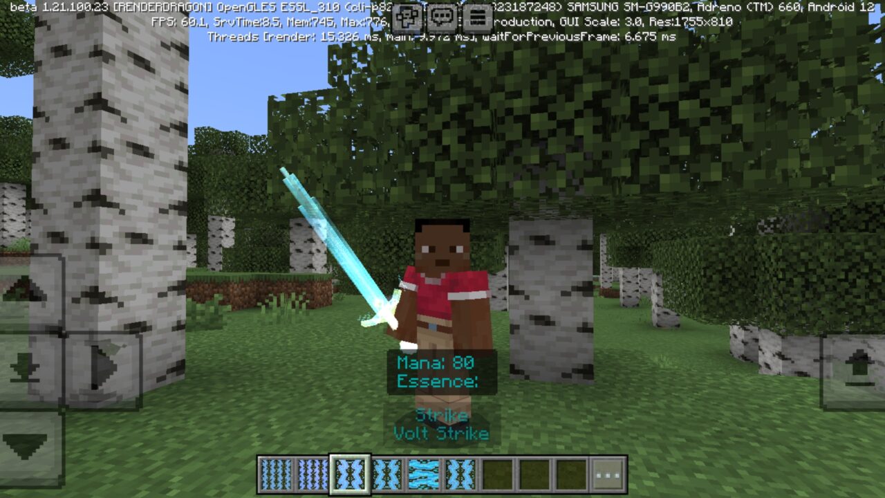 Options from Lightning Magic Mod for Minecraft PE