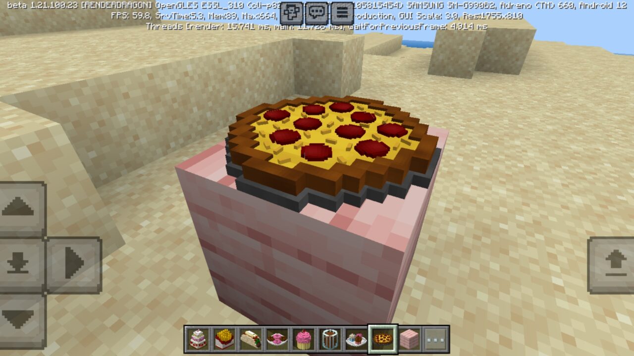 Pizza from Food Decorations Mod for Minecraft PE