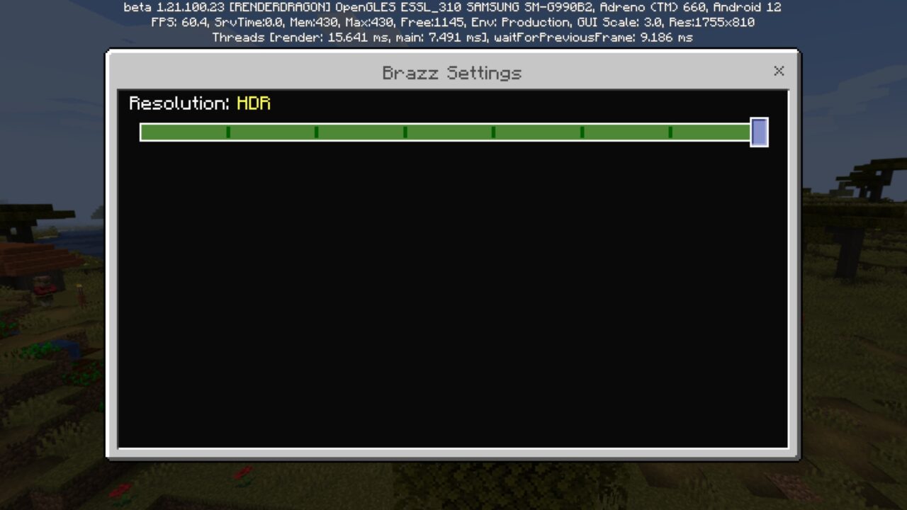 Settings from Brazz Shader for Minecraft PE