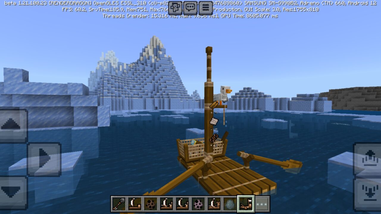 Ship from Raft Survival Mod for Minecraft PE