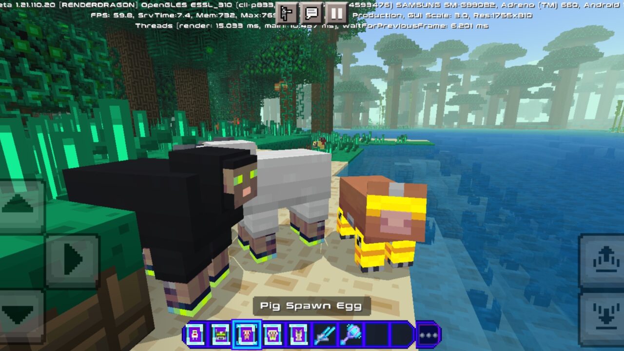 Animals from Cyberpunk Neon Texture Pack for Minecraft PE