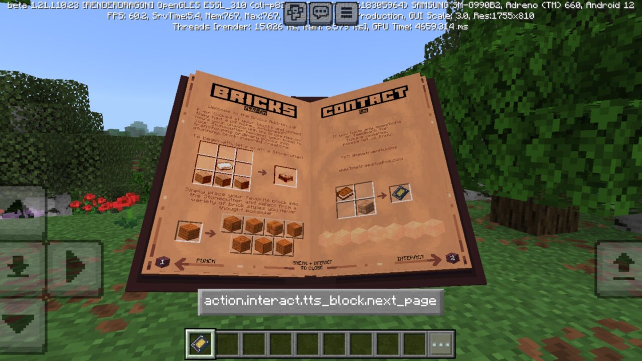 Book from Bricks Mod for Minecraft PE