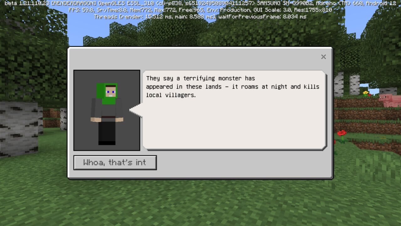 Dialog from Crooked Mod for Minecraft PE