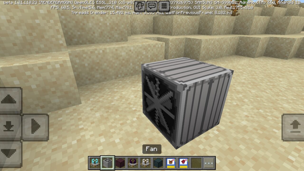 Fan from Fans and Grinders Mod for Minecraft PE