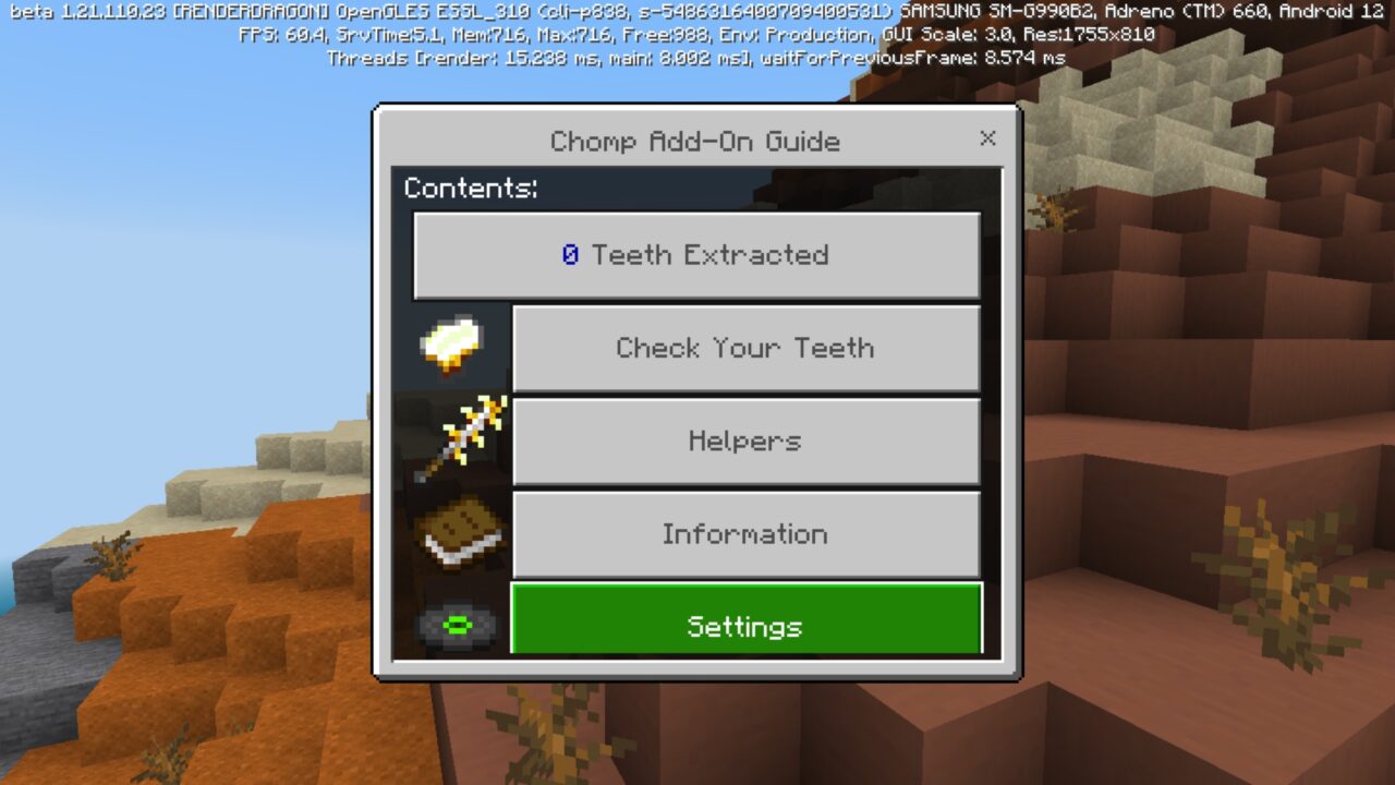 Guide from Chomp Mod for Minecraft PE