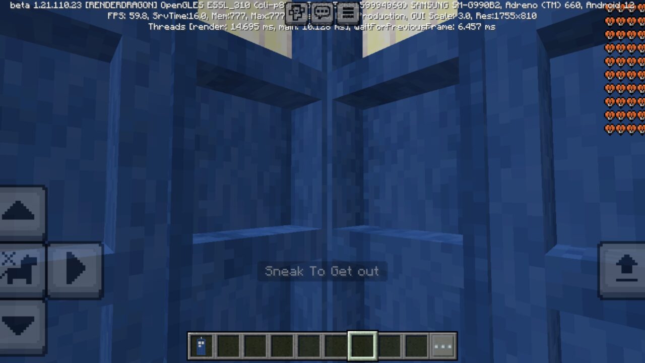 Inside from Tardis Mod for Minecraft PE
