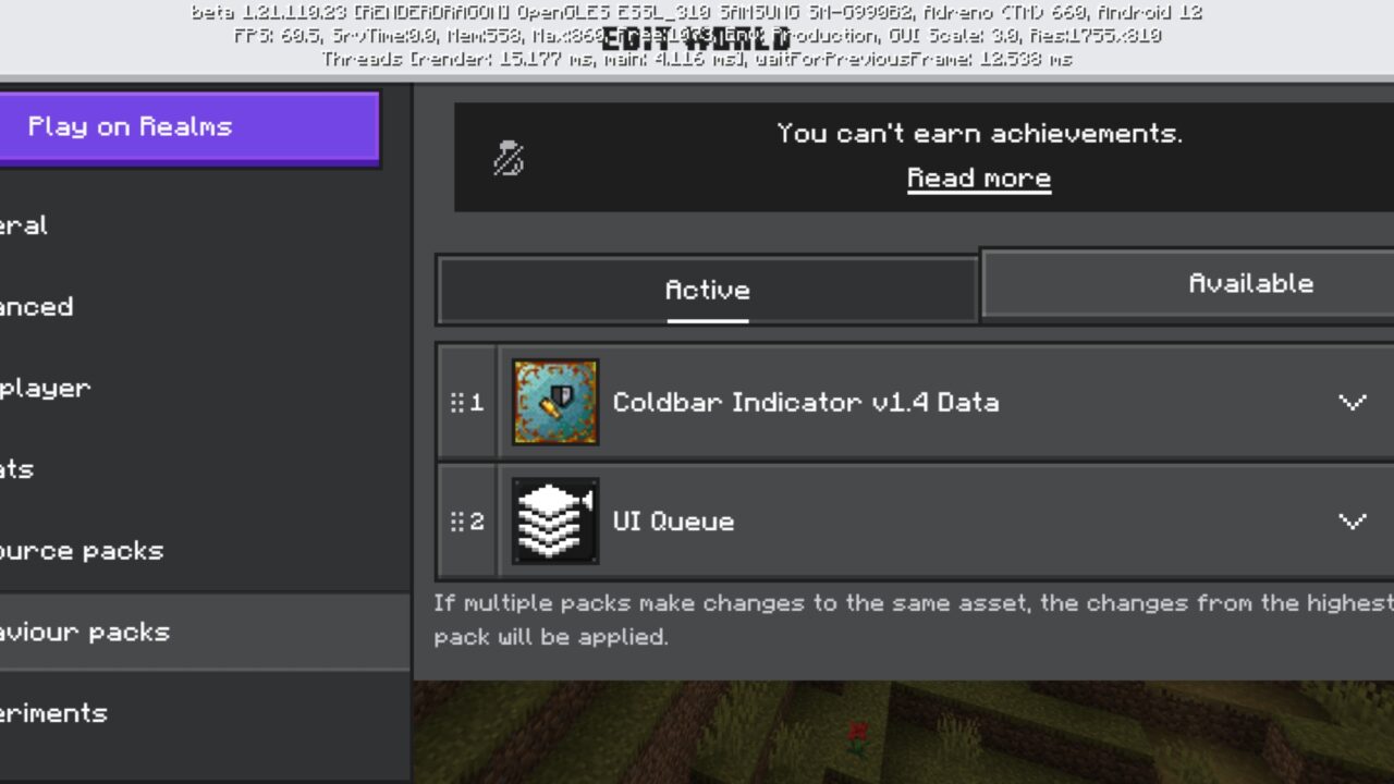 Install from Coldbar Indicator Mod for Minecraft PE
