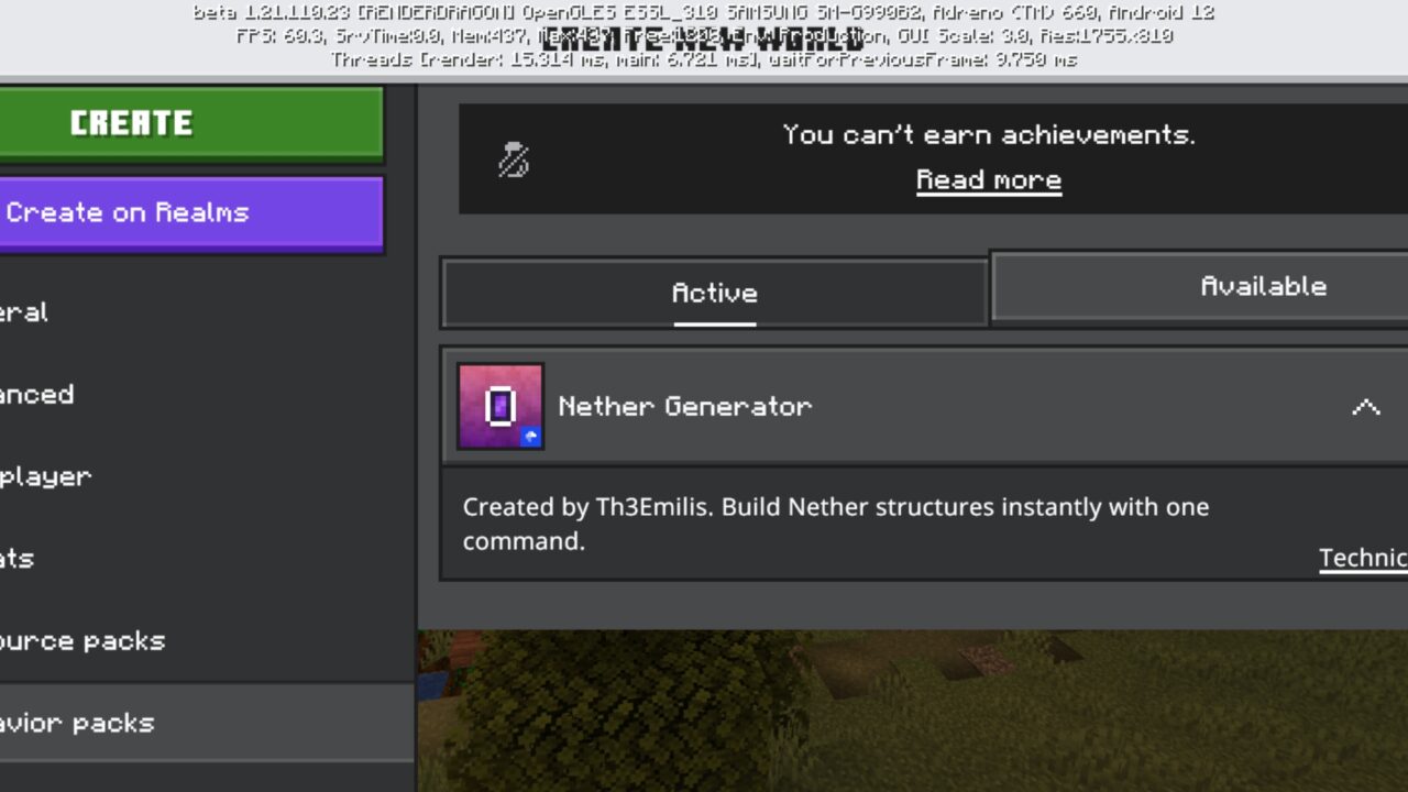 Install from Nether Generator Mod for Minecraft PE