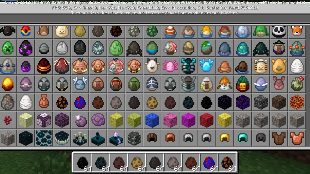 Inventory from Arachnophobia Mod for Minecraft PE