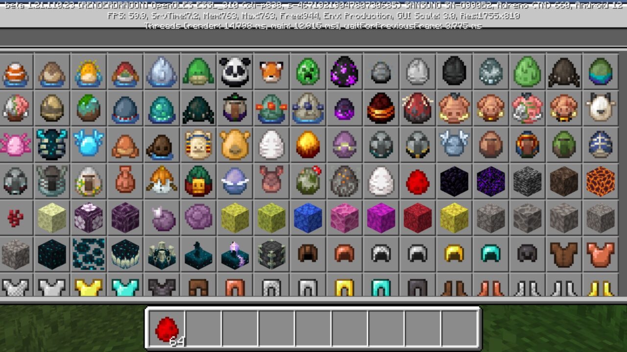 Inventory from In Your World Mod for Minecraft PE