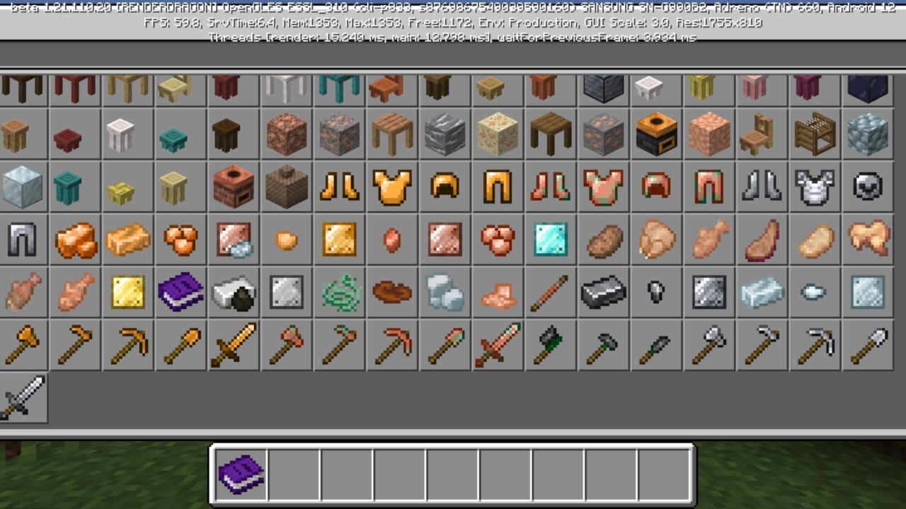 Inventory from Metallurgy Mod for Minecraft PE
