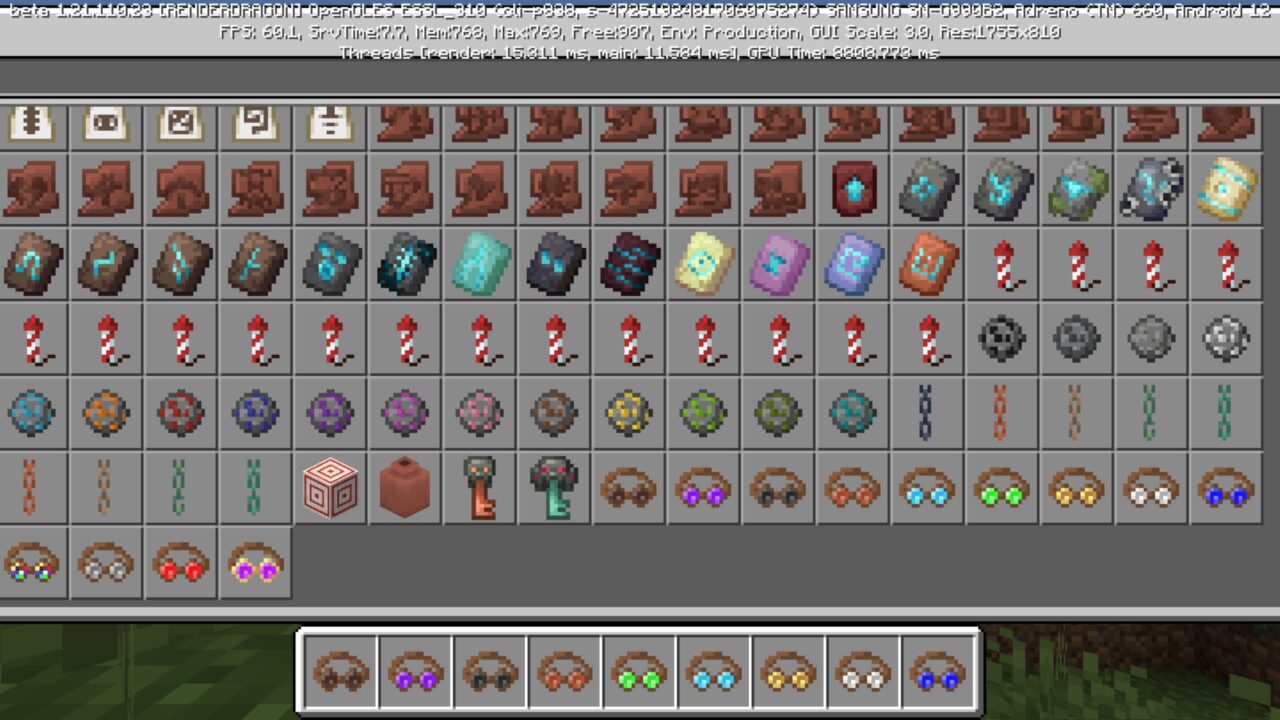 Inventory from Ore Finder Map for Minecraft PE