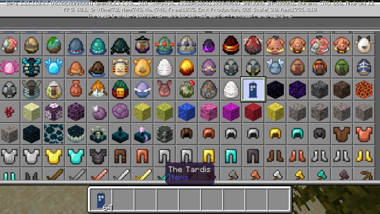 Inventory from Tardis Mod for Minecraft PE