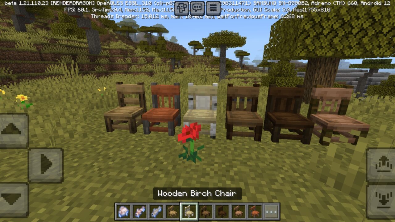Options from Fabulous Furniture Mod for Minecraft PE