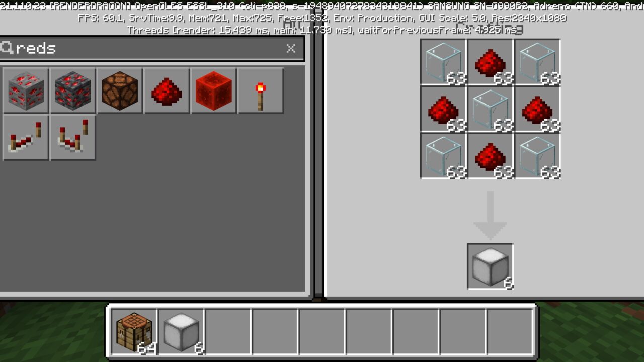 Recipe from Flickering Lights Mod for Minecraft PE
