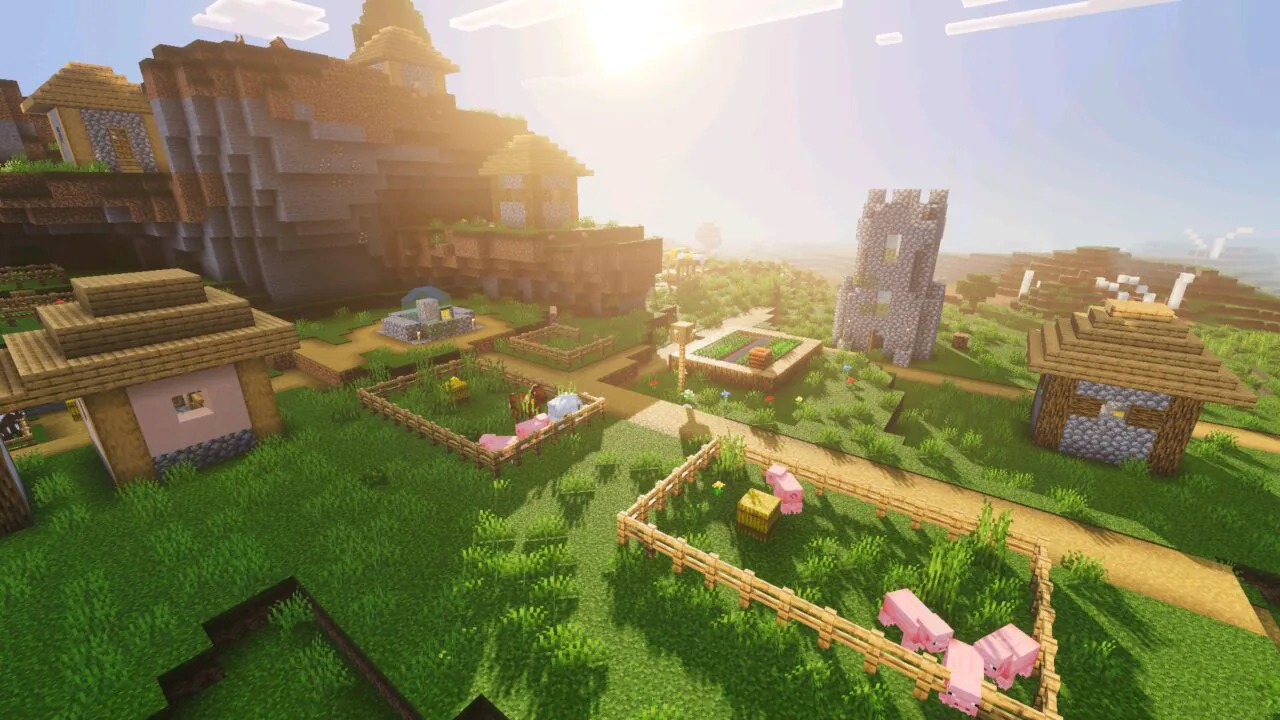 Village from BSL Shaders for Minecraft PE