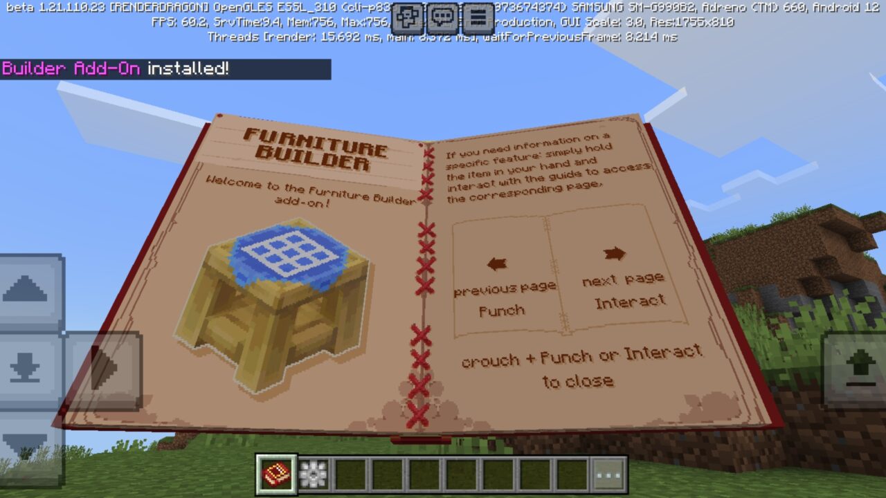 Book from Furniture Builder Mod for Minecraft PE