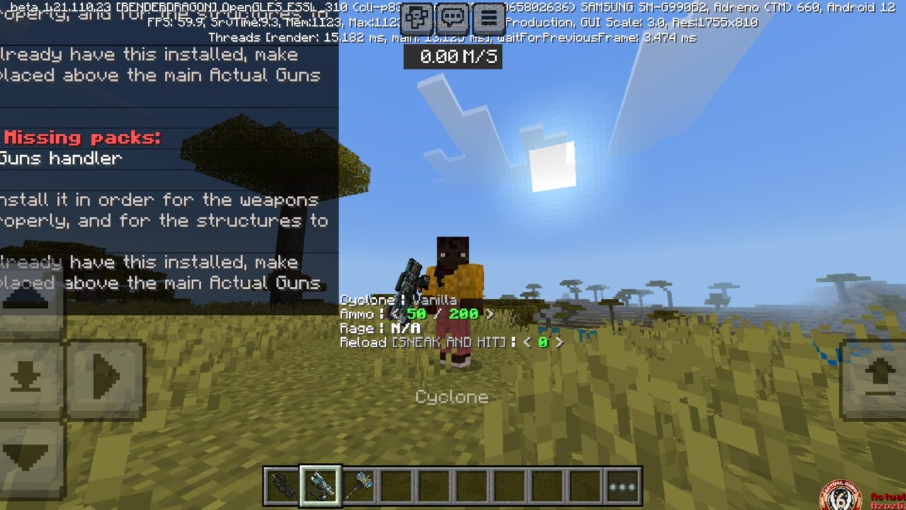 Cyclone from Actual Guns Mod for Minecraft PE