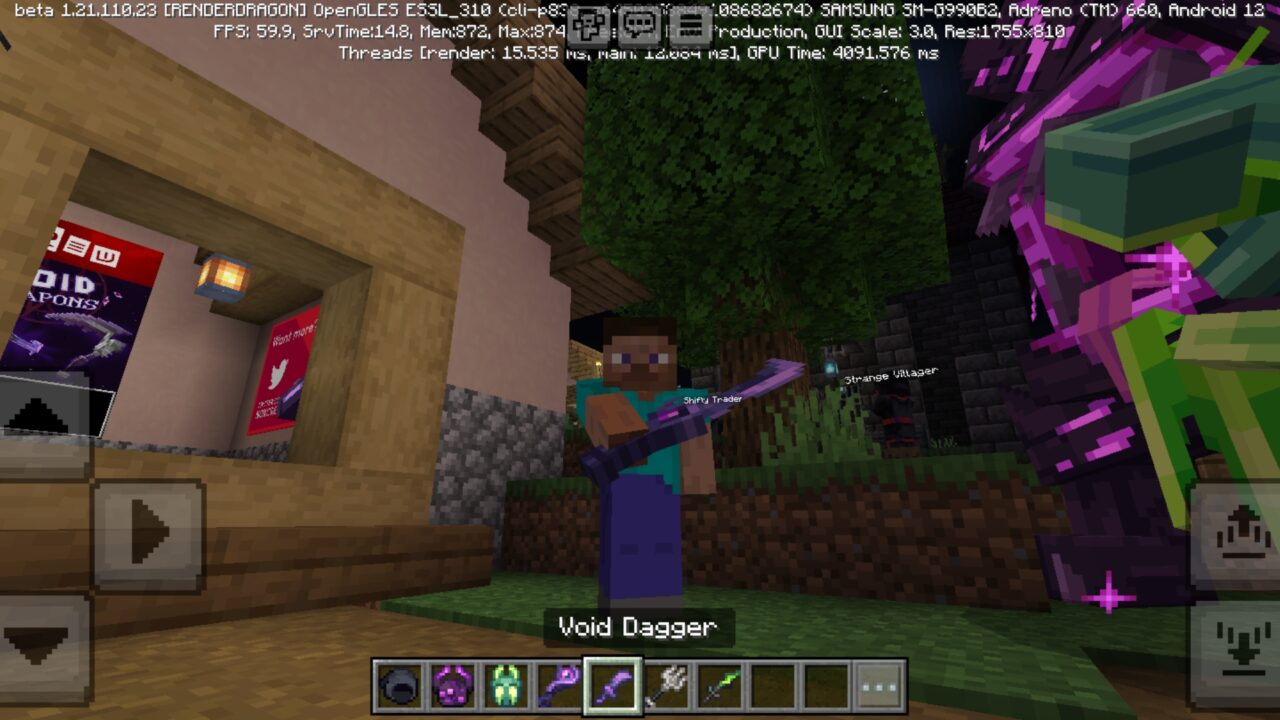 Dagger from Void Weapon Mod for Minecraft PE