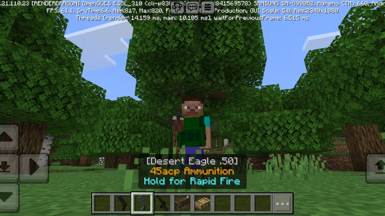 Desert Eagle from Simple Guns Mod for Minecraft PE