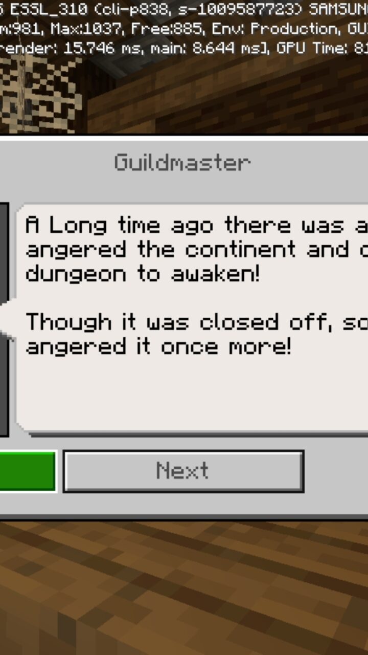 Dialog from Enter the Dungeon Map for Minecraft PE
