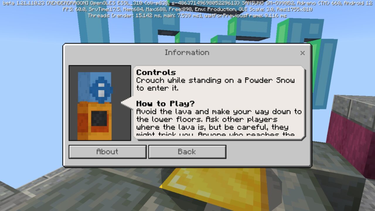 Dialog from Lava Trust Fall Map for Minecraft PE