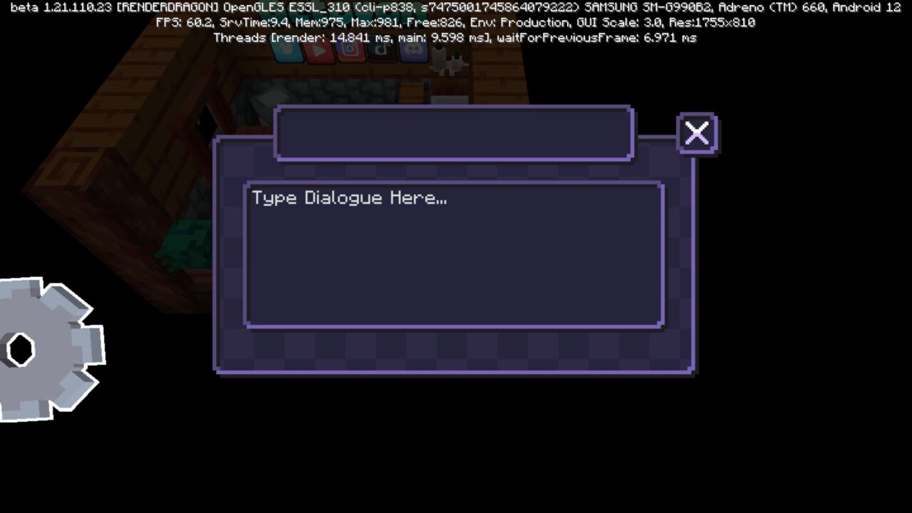 Dialogue from Tinycraft Map for Minecraft PE
