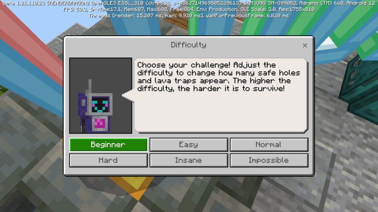 Difficulty from Lava Trust Fall Map for Minecraft PE