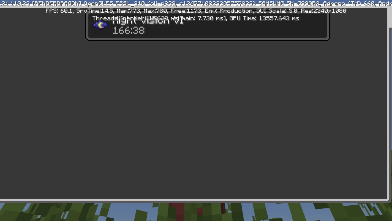 Effect from Night Vision Goggles Mod for Minecraft PE