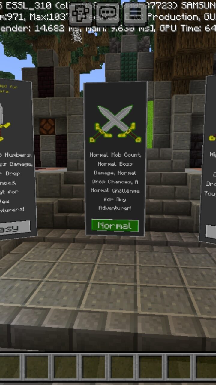 Info from Enter the Dungeon Map for Minecraft PE