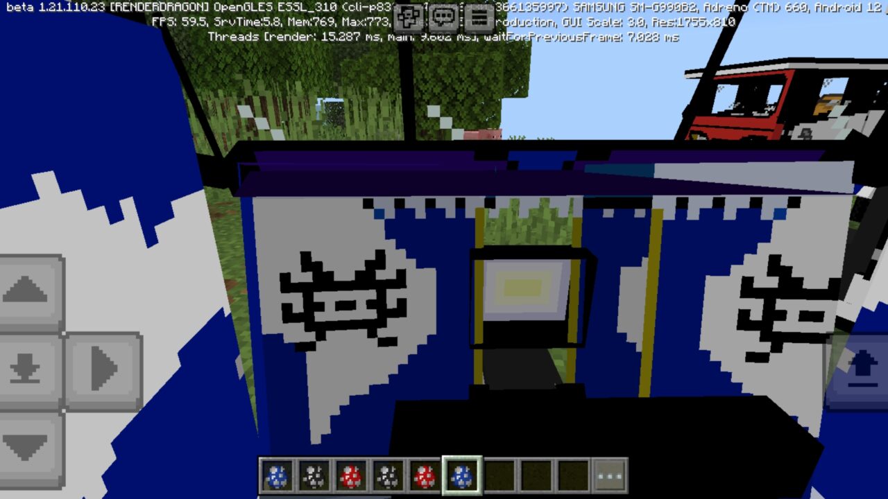 Inside from Mototaxi Mod for Minecraft PE