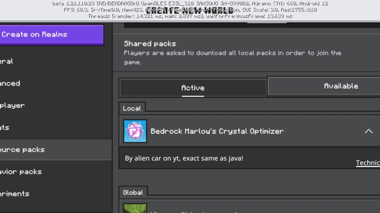 Install from Crystal Optimizer Texture Pack for Minecraft PE