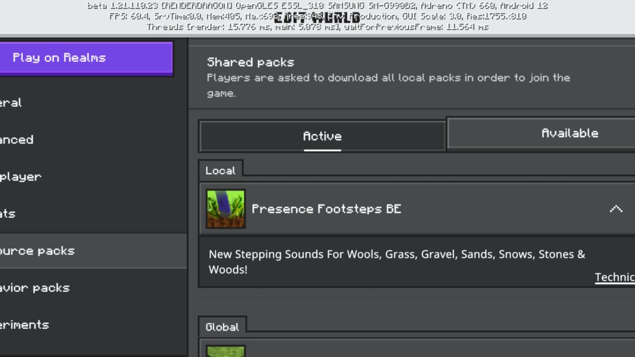 Install from Footsteps Texture Pack for Minecraft PE