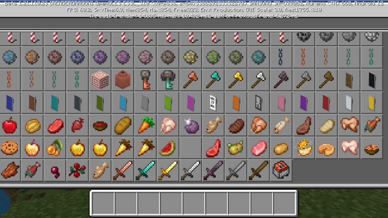Inventory from Blurry Java PvP Mod for Minecraft PE