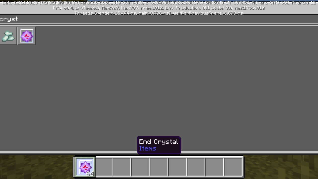 Inventory from Crystal Optimizer Texture Pack for Minecraft PE