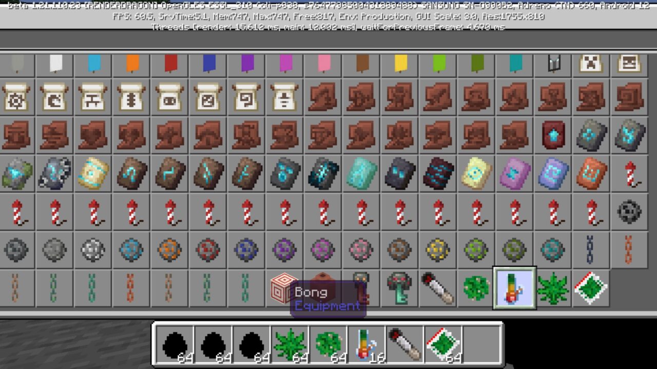Inventory from Herb Craft Mod for Minecraft PE