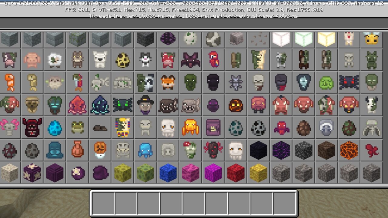Inventory from Horror Texture Pack for Minecraft PE