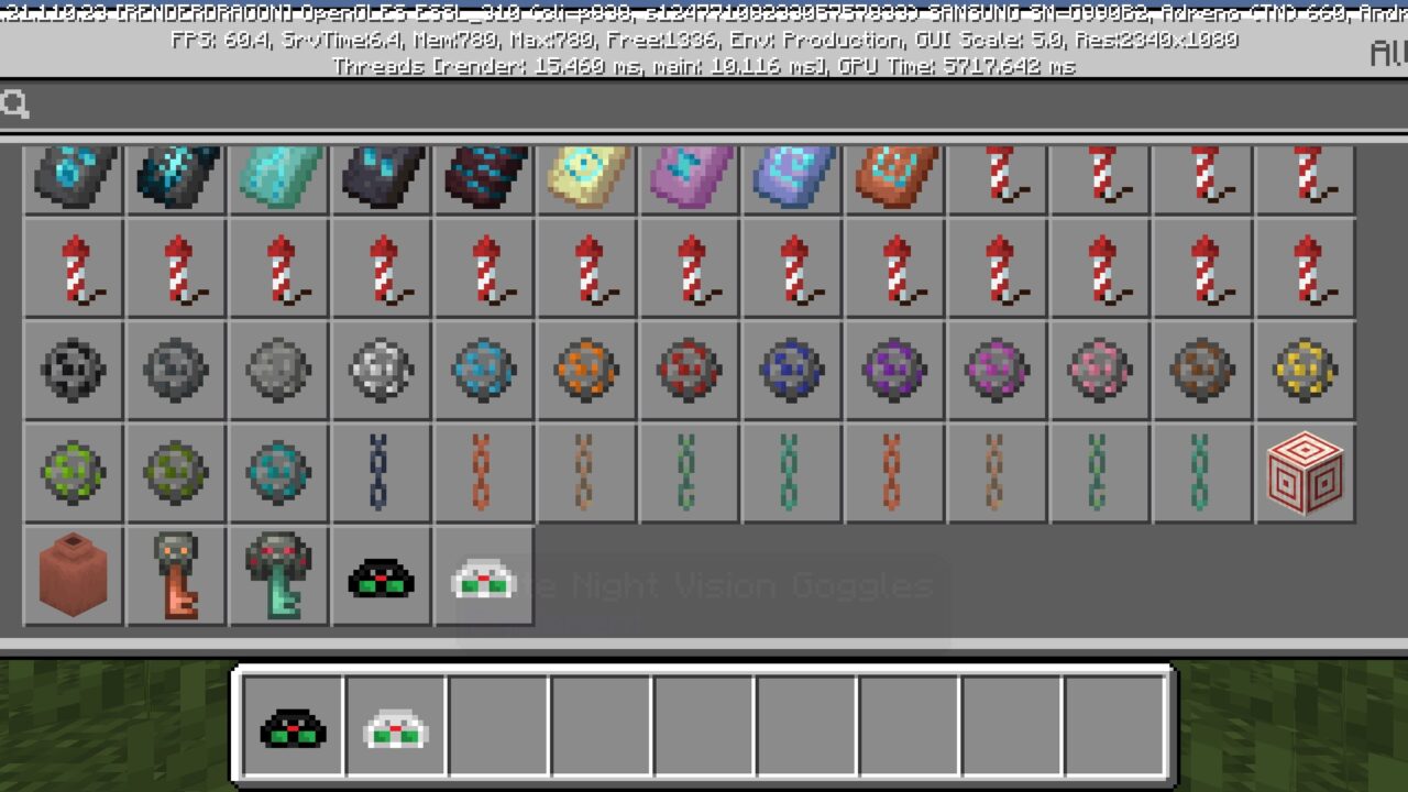 Inventory from Night Vision Goggles Mod for Minecraft PE