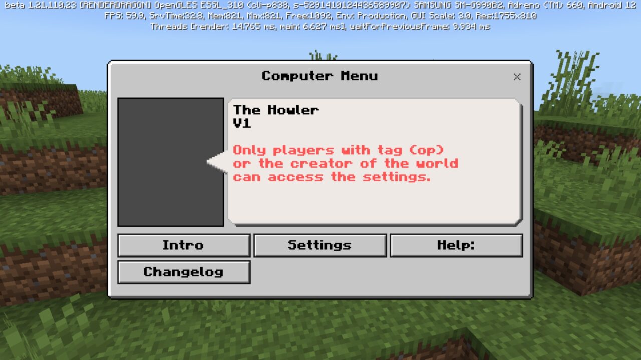 Menu from Howler Mod for Minecraft PE