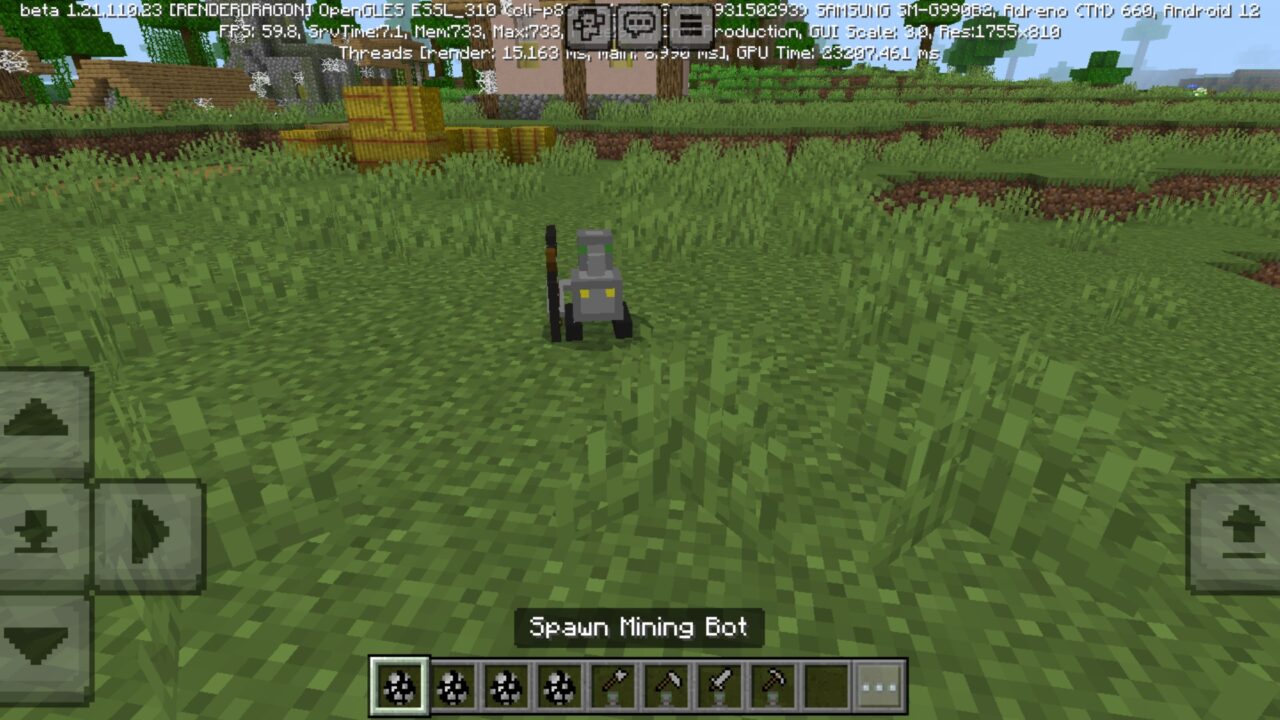 Mining from Auto Companions Mod for Minecraft PE
