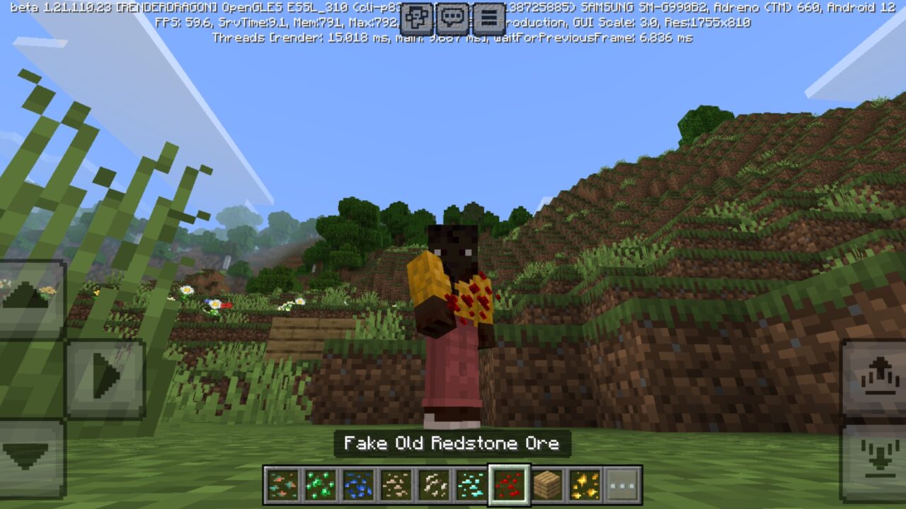 Old Redstone from Fake Ores Mod for Minecraft PE