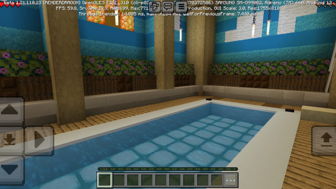 Swimming Pool from Hidden Underground Base Map for Minecraft PE