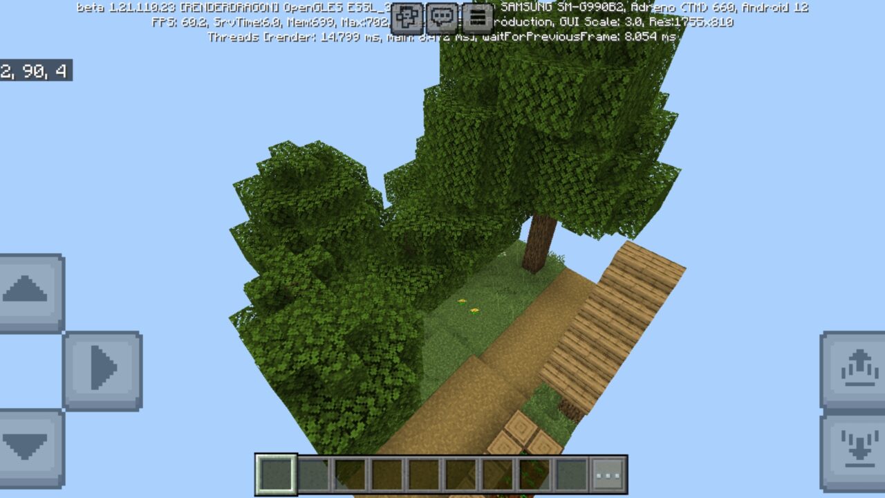 Top View from One Chunk Map for Minecraft PE