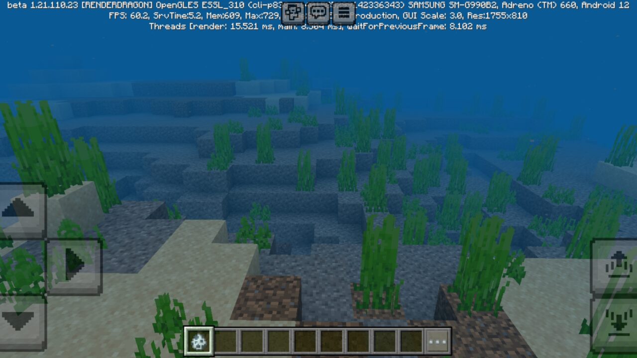 Underwater from Eternity Shader for Minecraft PE