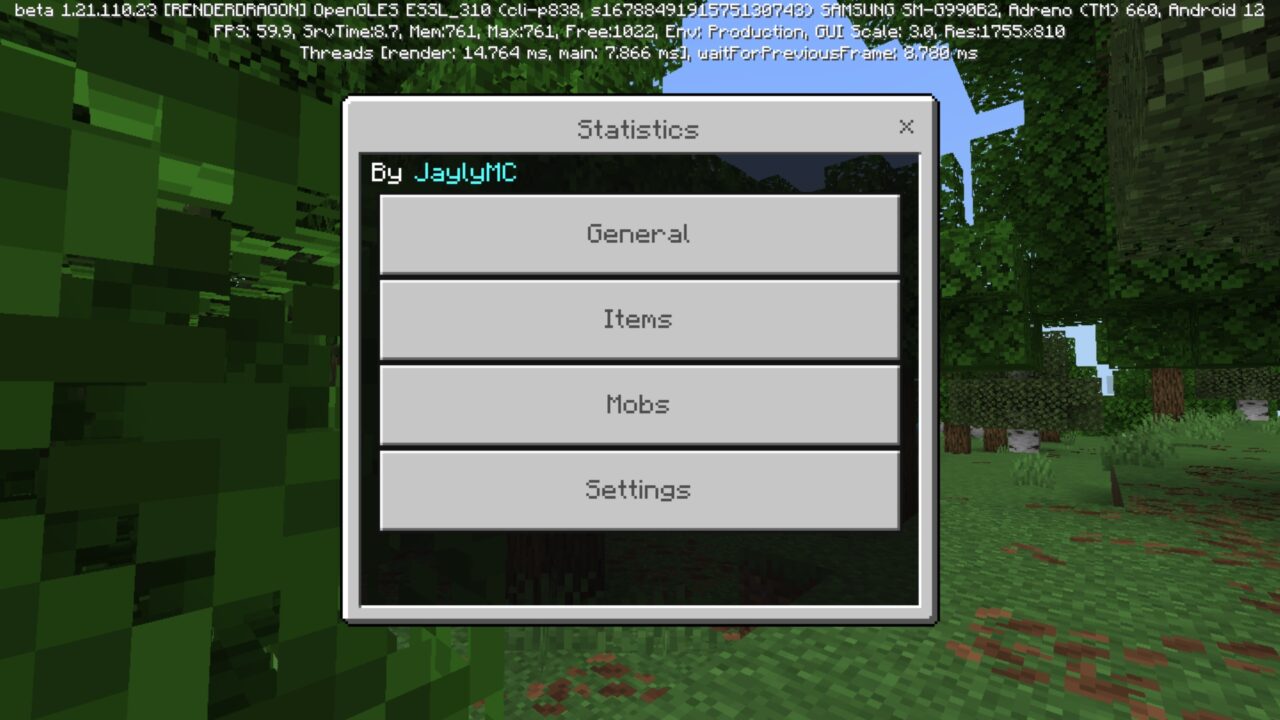 Variants from Statistics Mod for Minecraft PE