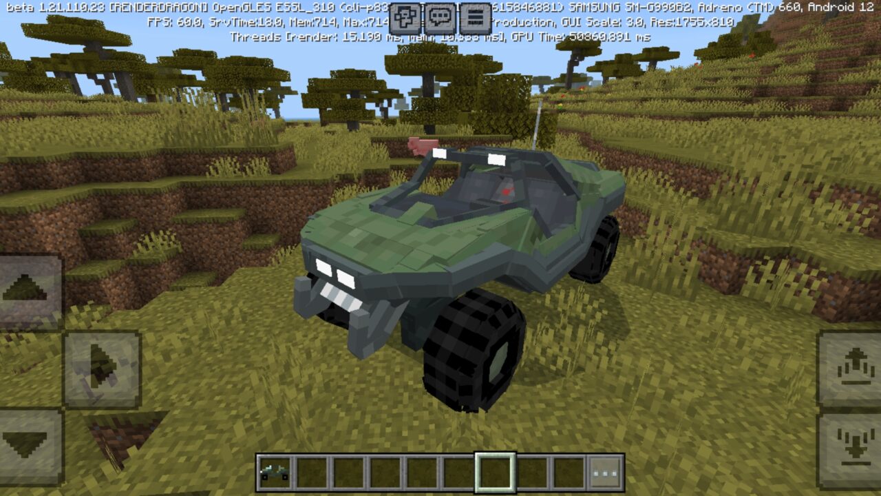 Vehicle from Ultimate Warthog Mod for Minecraft PE