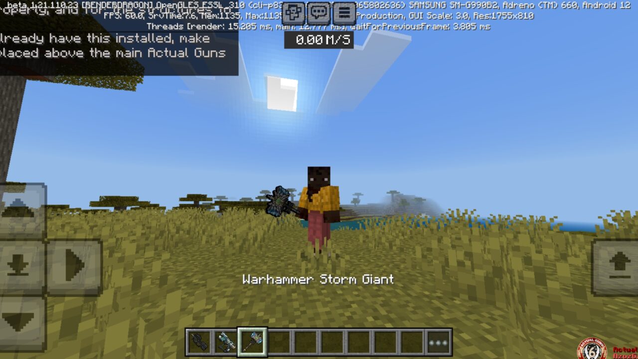 Warhammer from Actual Guns Mod for Minecraft PE