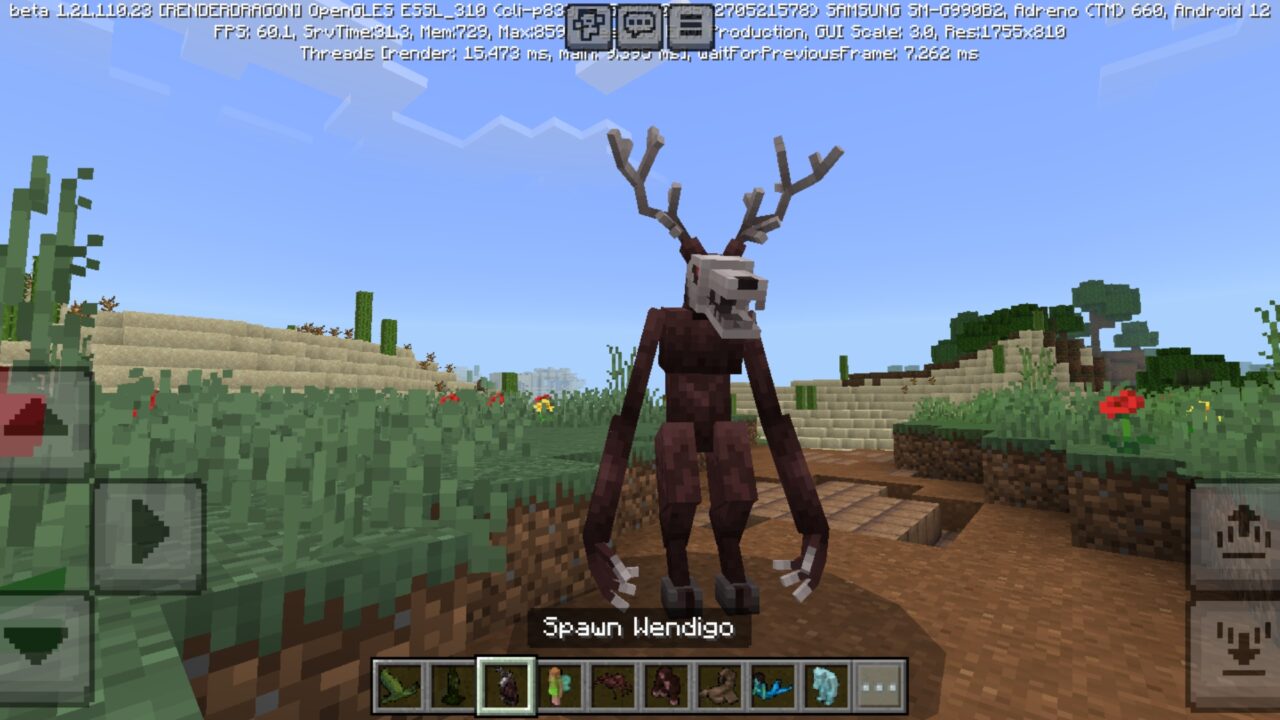 Wendigo from Biome Monsters Mod for Minecraft PE