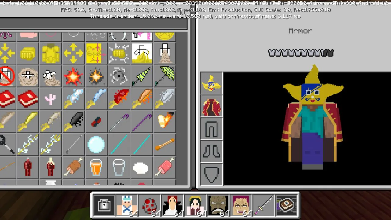 Armor from Blox Fruit Mod for Minecraft PE