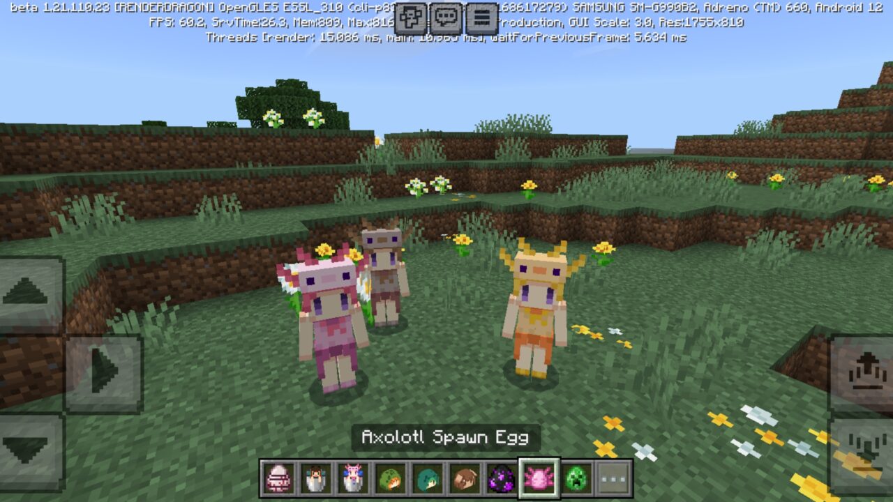 Axolotl from Cute Mods for Minecraft PE